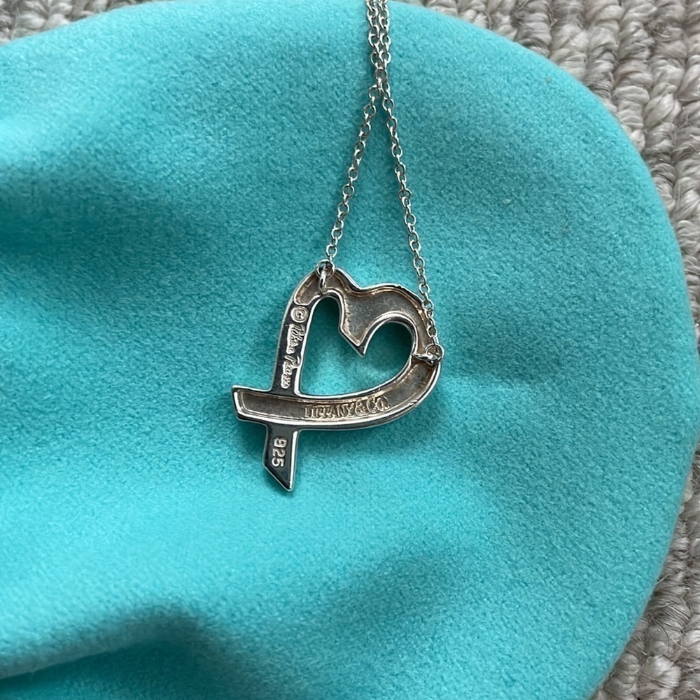 Tiffany & Co Paloma Picasso Loving Heart Pendant Necklace Silver 18 in Chain - Picture 4 of 4